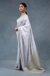 Buy_RICHA AHLUWALIA_Gray Silk Gota Patti, Zari, Embroidery, Tassels Hand Saree And Padded Blouse _Online_at_Aza_Fashions