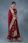 RICHA AHLUWALIA_Red Chanderi Gota Patti, Embroidery, Mirrors High Neck Hand Saree And Blouse _Online_at_Aza_Fashions