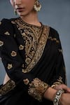 RICHA AHLUWALIA_Black Chanderi Embroidery, Stones, Zari, Zardozi Hand-embroidered Saree And Blouse _Online_at_Aza_Fashions
