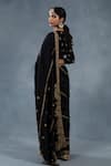 Shop_RICHA AHLUWALIA_Black Chanderi Embroidery, Stones, Zari, Zardozi Hand-embroidered Saree And Blouse _at_Aza_Fashions