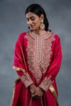 Shop_RICHA AHLUWALIA_Pink Chanderi Embroidery, Sequins, Metallic Silk Hand Kurta, Palazzo And Dupatta _Online_at_Aza_Fashions
