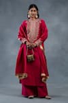 Buy_RICHA AHLUWALIA_Pink Chanderi Embroidery, Sequins, Metallic Silk Hand Kurta, Palazzo And Dupatta _at_Aza_Fashions