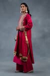 RICHA AHLUWALIA_Pink Chanderi Embroidery, Sequins, Metallic Silk Hand Kurta, Palazzo And Dupatta _at_Aza_Fashions