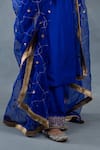 RICHA AHLUWALIA_Blue Silk, Organza Embroidery, Gota Patti, Zardozi Kurta And Work Dupatta Set _Online_at_Aza_Fashions