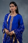 Buy_RICHA AHLUWALIA_Blue Silk, Organza Embroidery, Gota Patti, Zardozi Kurta And Work Dupatta Set _Online_at_Aza_Fashions
