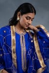 Shop_RICHA AHLUWALIA_Blue Silk, Organza Embroidery, Gota Patti, Zardozi Kurta And Work Dupatta Set _Online_at_Aza_Fashions