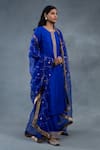 Buy_RICHA AHLUWALIA_Blue Silk, Organza Embroidery, Gota Patti, Zardozi Kurta And Work Dupatta Set 