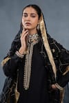 Shop_RICHA AHLUWALIA_Black Silk, Organza Embroidery, Metallic Habutai Zardozi Kurta And Palazzo Set _Online_at_Aza_Fashions