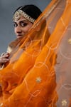 Shop_RICHA AHLUWALIA_Orange Silk, Organza Embroidery, Habutai Zardozi Kurta Palazzo And Dupatta Set _Online_at_Aza_Fashions