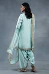 Shop_RICHA AHLUWALIA_Blue , Organza Embroidery, Fringe Habutai Kurta Salwar And Dupatta Set _at_Aza_Fashions