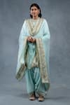 Buy_RICHA AHLUWALIA_Blue , Organza Embroidery, Fringe Habutai Kurta Salwar And Dupatta Set _at_Aza_Fashions