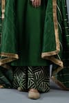 Buy_RICHA AHLUWALIA_Green Silk, Gota Patti, Embroidery, Fringe Stripe Kurta Set _Online_at_Aza_Fashions