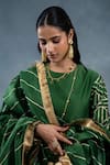 Shop_RICHA AHLUWALIA_Green Silk, Gota Patti, Embroidery, Fringe Stripe Kurta Set _Online_at_Aza_Fashions