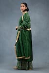 Shop_RICHA AHLUWALIA_Green Silk, Gota Patti, Embroidery, Fringe Stripe Kurta Set _at_Aza_Fashions