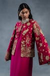Buy_RICHA AHLUWALIA_Pink Chanderi Embroidery Round Neck Hand Floral Jacket _Online_at_Aza_Fashions