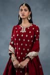 RICHA AHLUWALIA_Red Chanderi Gota Patti, Zari, Sequins, Embroidery, And Zardozi Buti Kurta Set _Online_at_Aza_Fashions