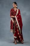 Shop_RICHA AHLUWALIA_Red Chanderi Gota Patti, Zari, Sequins, Embroidery, And Zardozi Buti Kurta Set _Online_at_Aza_Fashions