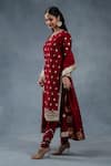 RICHA AHLUWALIA_Red Chanderi Gota Patti, Zari, Sequins, Embroidery, And Zardozi Buti Kurta Set _at_Aza_Fashions