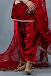 RICHA AHLUWALIA_Red Velvet, Silk, Organza Bird Kurta Set With Patiyala Salwar And Dupatta _at_Aza_Fashions