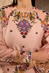 RICHA AHLUWALIA_Blush Chanderi , Cotton, Embroidery, Mughal Floral Zardozi Kurta Set _Online_at_Aza_Fashions