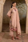 Buy_RICHA AHLUWALIA_Blush Chanderi , Cotton, Embroidery, Mughal Floral Zardozi Kurta Set _Online_at_Aza_Fashions