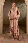 RICHA AHLUWALIA_Blush Chanderi , Cotton, Embroidery, Mughal Floral Zardozi Kurta Set _at_Aza_Fashions