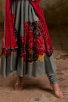 RICHA AHLUWALIA_Turquoise Chanderi , Cotton, Printed Anarkali With Dupatta And Churidar _Online_at_Aza_Fashions