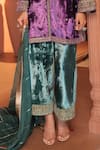 Buy_RICHA AHLUWALIA_Purple Velvet, Organza Embroidery, Sequins, Zari, Gota Patti Dori Kurta Set _Online_at_Aza_Fashions