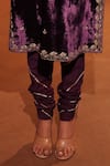 RICHA AHLUWALIA_Purple Velvet, Silk, Cotton, Organza Embroidery, Zari, Dori And Zardozi Kurta Set _Online_at_Aza_Fashions