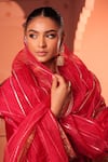 Shop_RICHA AHLUWALIA_Red Velvet, Silk, Cotton Embroidery, Zari, Gota Patti Golden Dori Suit Set _Online_at_Aza_Fashions