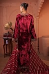 Shop_RICHA AHLUWALIA_Maroon Velvet, Silk, Cotton, Organza Embroidery, Sequins, Zari, Dori Kurta Set _at_Aza_Fashions