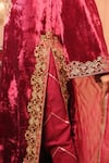 Buy_RICHA AHLUWALIA_Maroon Velvet, Silk, Cotton, Organza Embroidery, Sequins, Zari, Dori Kurta Set 