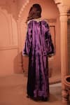 Shop_RICHA AHLUWALIA_Purple Silk, Velvet Embroidery, Sequins V-neck Kaftan _at_Aza_Fashions