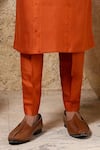 Darshika Menswear_Orange Embroidery Pintuck Kurta Set _Online_at_Aza_Fashions