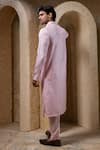 Shop_Darshika Menswear_Pink Cotton, Silk Beads Pintuck Kurta Set _at_Aza_Fashions
