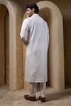 Shop_Darshika Menswear_Ivory Cotton, Silk Box Pintuck Kurta Set _at_Aza_Fashions
