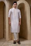 Buy_Darshika Menswear_Ivory Silk Embroidery Hand Kurta Set _at_Aza_Fashions