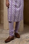 Darshika Menswear_Purple Cotton, Silk Embroidery Kurta Set _Online_at_Aza_Fashions
