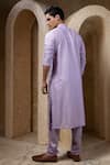 Shop_Darshika Menswear_Purple Cotton, Silk Embroidery Kurta Set _at_Aza_Fashions