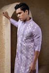 Buy_Darshika Menswear_Purple Cotton, Silk Embroidery Kurta Set _Online_at_Aza_Fashions