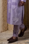 Darshika Menswear_Purple Cotton, Silk Embroidery Geometric Kurta Set _Online_at_Aza_Fashions