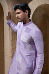 Buy_Darshika Menswear_Purple Cotton, Silk Embroidery Geometric Kurta Set _Online_at_Aza_Fashions