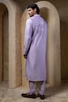 Shop_Darshika Menswear_Purple Cotton, Silk Embroidery Geometric Kurta Set _at_Aza_Fashions