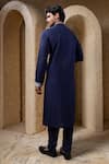 Shop_Darshika Menswear_Navy Cotton, Silk Embroidery, Mirrors Kurta Set _at_Aza_Fashions