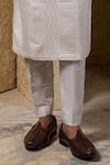 Darshika Menswear_Off White , Silk, Satin Pin Tuck Pattern Kurta Set _Online_at_Aza_Fashions
