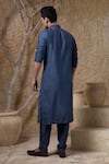 Shop_Darshika Menswear_Blue Cotton, Silk Pintuck Kurta Set _at_Aza_Fashions