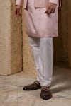 Darshika Menswear_Pink Viscose, Silk Embroidery, Sequins Bandhgala And Kurta Set _Online_at_Aza_Fashions