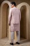 Shop_Darshika Menswear_Pink Viscose, Silk Embroidery, Sequins Bandhgala And Kurta Set _at_Aza_Fashions