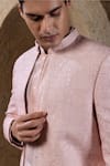 Buy_Darshika Menswear_Pink Viscose, Silk Embroidery, Sequins Bandhgala And Kurta Set 