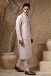 Shop_Darshika Menswear_Pink Cotton, Silk Embroidery, Sequins Bundi And Kurta Set _Online_at_Aza_Fashions